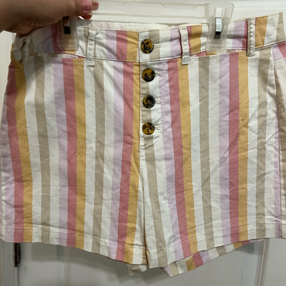Old Navy High Waist Pink and Yellow Striped Shorts
